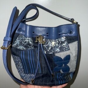 Ralph Lauren Denim Patchwork Drawstring Bucket Bag